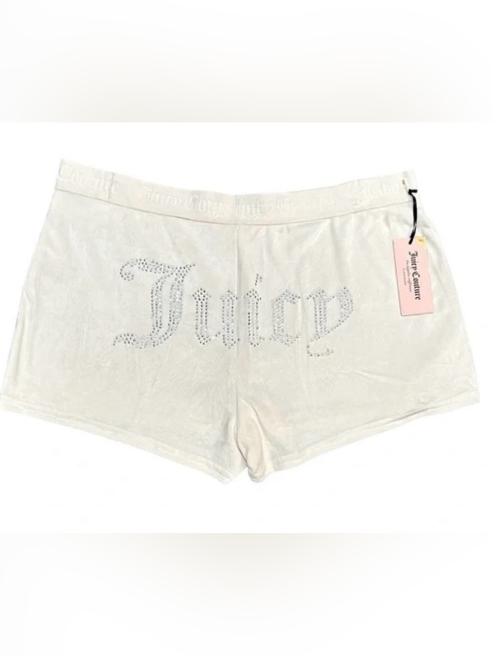 Juicy Couture White Rhinestone Logo Boyshorts